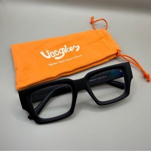 Vooglam Black Matte Square Glasses Frame, No prescription
